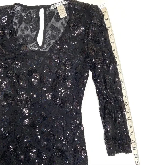 ALBERTO MAKALI Black and Iridescent Sequined Cocktail Dress - Picture 8 of 16